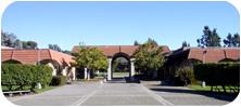 image of Front Entrance to Solano Community College, arched walkway into Library and Administrative buildings.